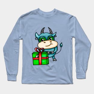 Christmas funny colored bull Long Sleeve T-Shirt